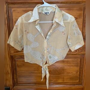 vintage cactus crop top sz small